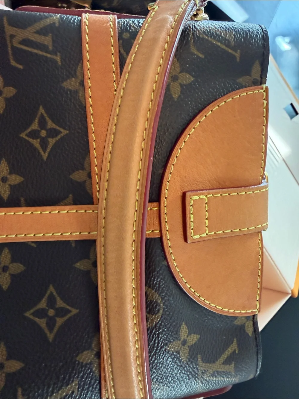 Louis Vuitton Interior Patch in Black with Tan Leather Label